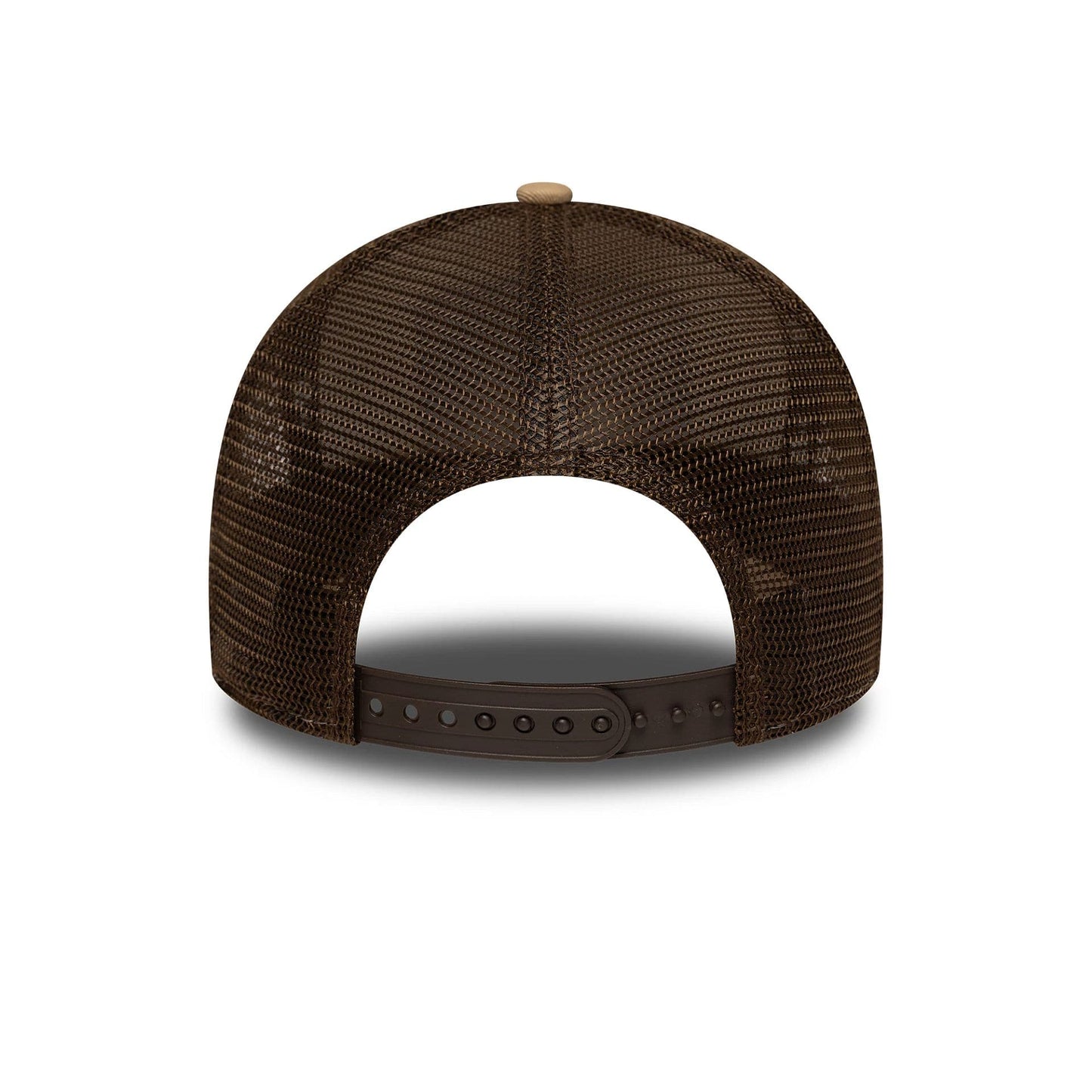 This is a New Era London Light Beige 9FORTY A-Frame Trucker Adjustable Cap 6