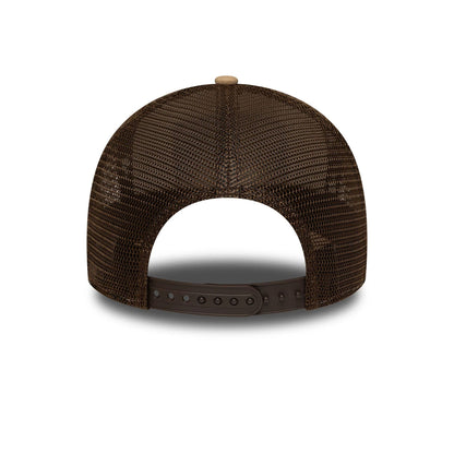 This is a New Era London Light Beige 9FORTY A-Frame Trucker Adjustable Cap 6