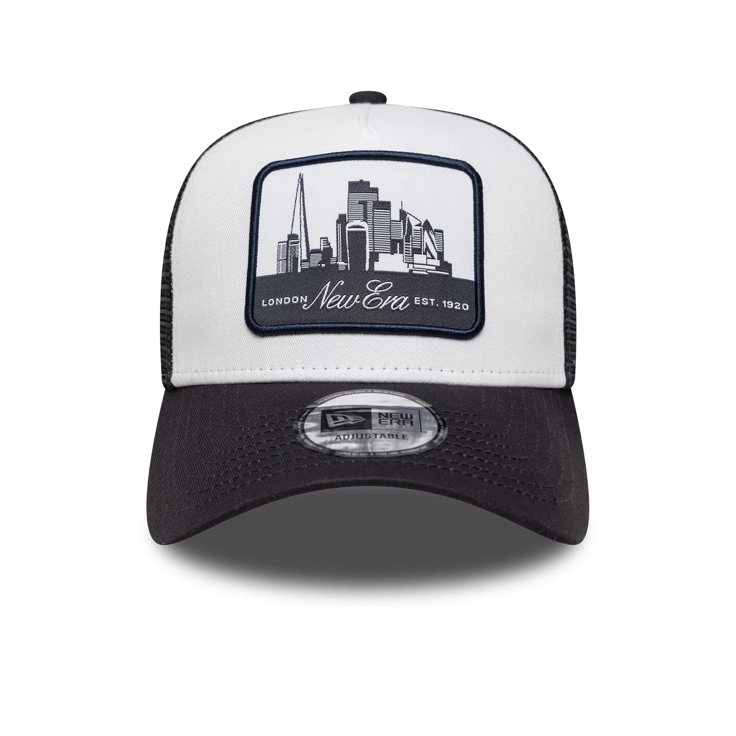 This is a New Era London Navy 9FORTY A-Frame Trucker Adjustable Cap 2