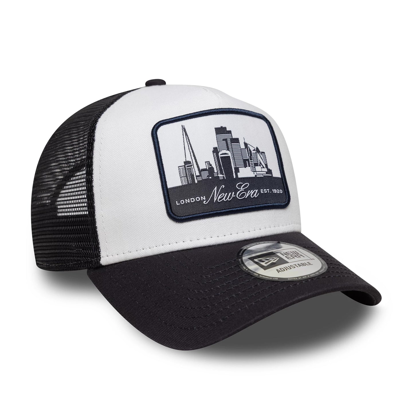 This is a New Era London Navy 9FORTY A-Frame Trucker Adjustable Cap 3