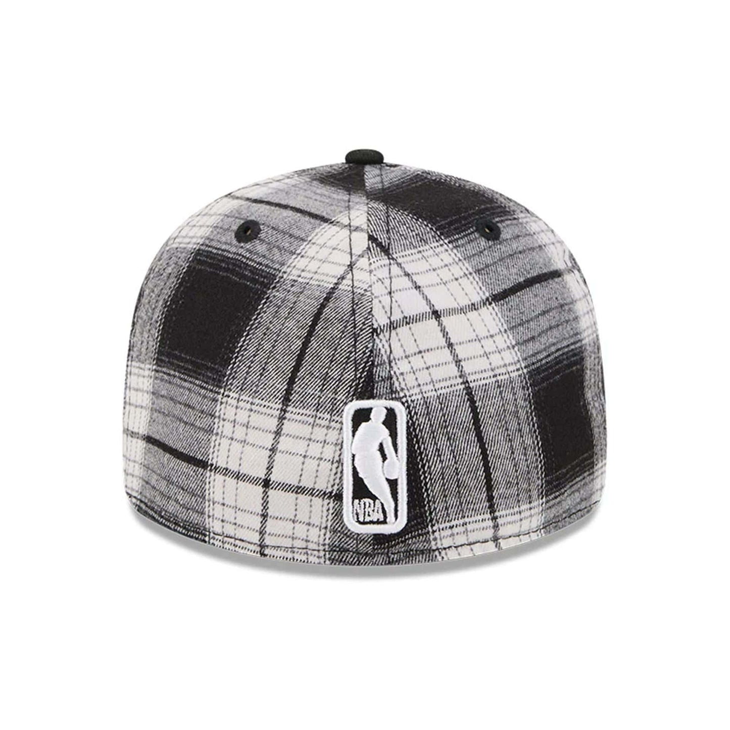 This is a Boston Celtics NBA Grunge Style Plaid Black Retro Crown 59FIFTY Fitted Cap 6