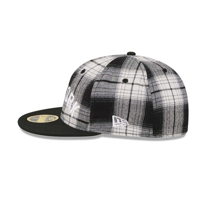This is a New York Yankees MLB Grunge Style Plaid Black Retro Crown 59FIFTY Fitted Cap 5