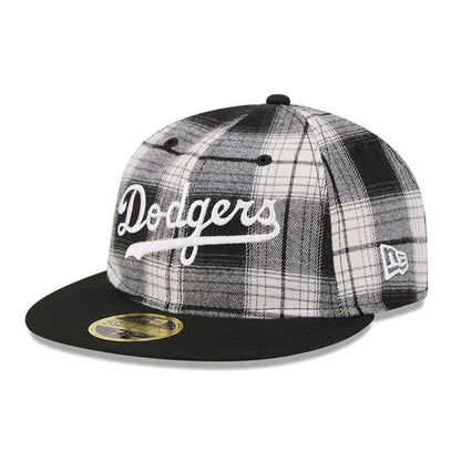 This is a Brooklyn Dodgers MLB Grunge Style Plaid Black Retro Crown 59FIFTY Fitted Cap 3