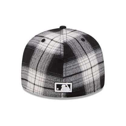 This is a Brooklyn Dodgers MLB Grunge Style Plaid Black Retro Crown 59FIFTY Fitted Cap 6