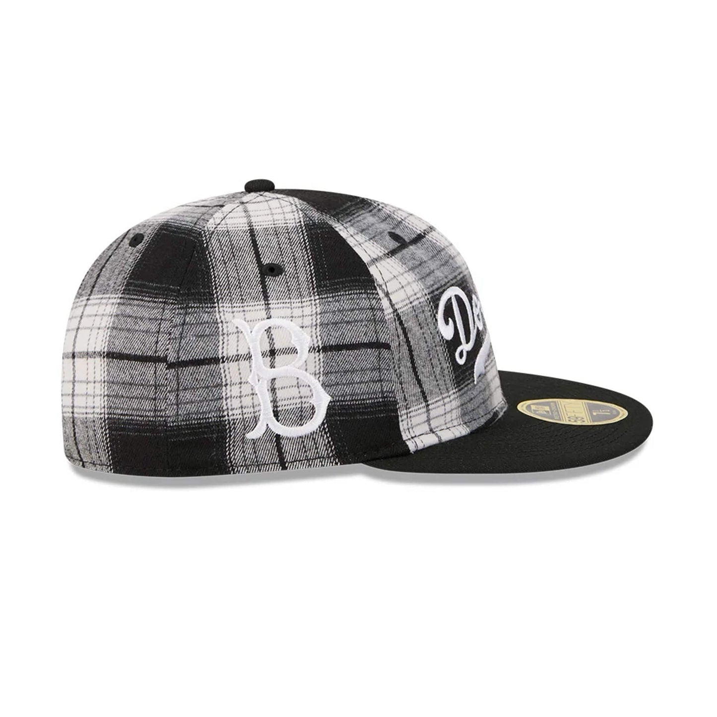 This is a Brooklyn Dodgers MLB Grunge Style Plaid Black Retro Crown 59FIFTY Fitted Cap 4