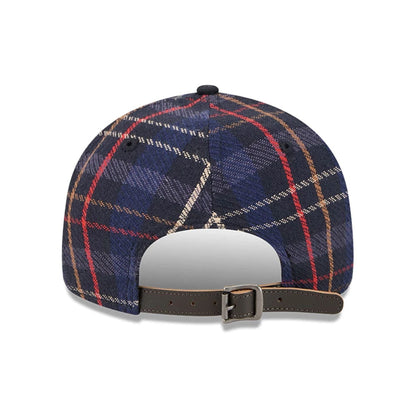 This is a Las Vegas Raiders NFL Grunge Style Plaid Open Blue Retro Crown 9FIFTY Adjustable Cap 2