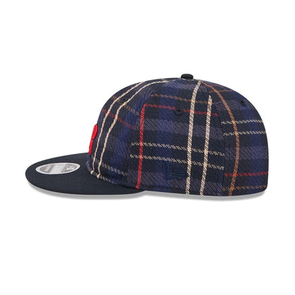 This is a Colorado Rockies MLB Grunge Style Plaid Open Blue Retro Crown 9FIFTY Adjustable Cap 5