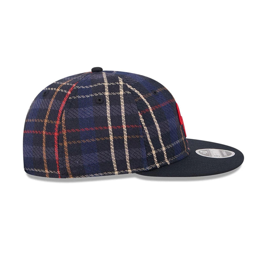 This is a Colorado Rockies MLB Grunge Style Plaid Open Blue Retro Crown 9FIFTY Adjustable Cap 6
