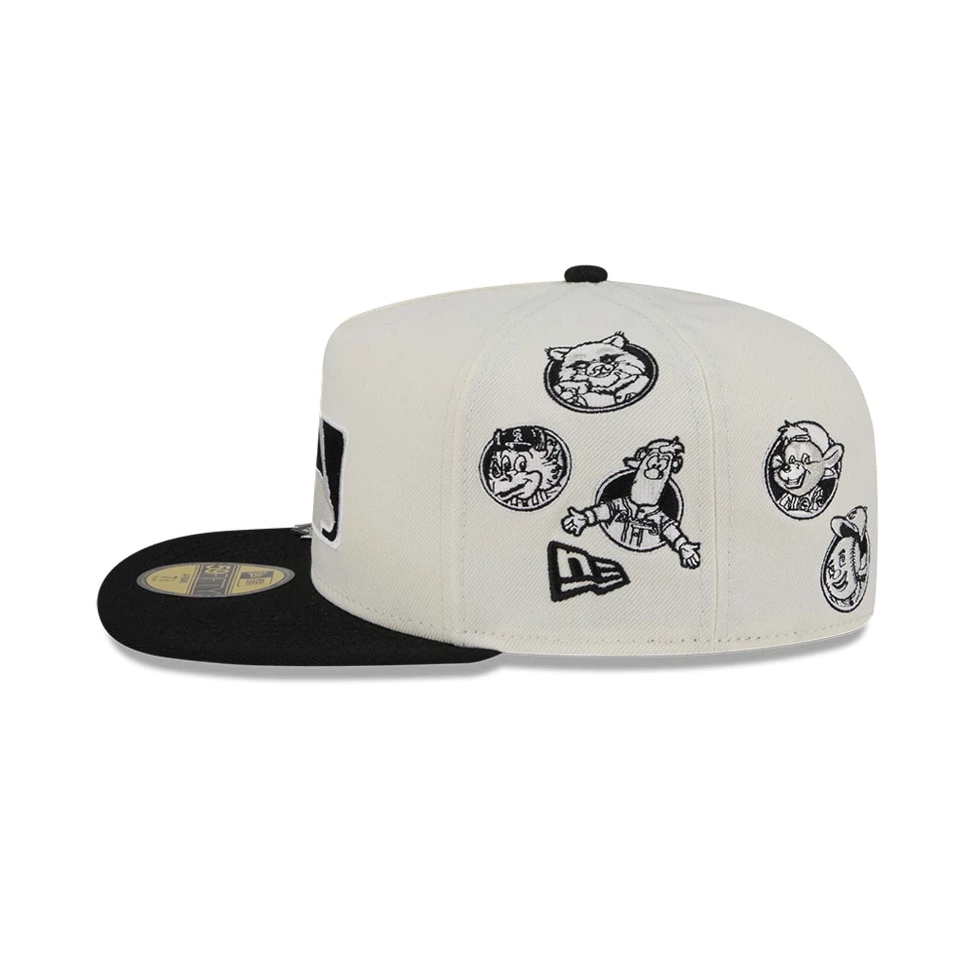 This is a MLB All Over MLB National League Mascots White 59FIFTY A-Frame Fitted Cap 4