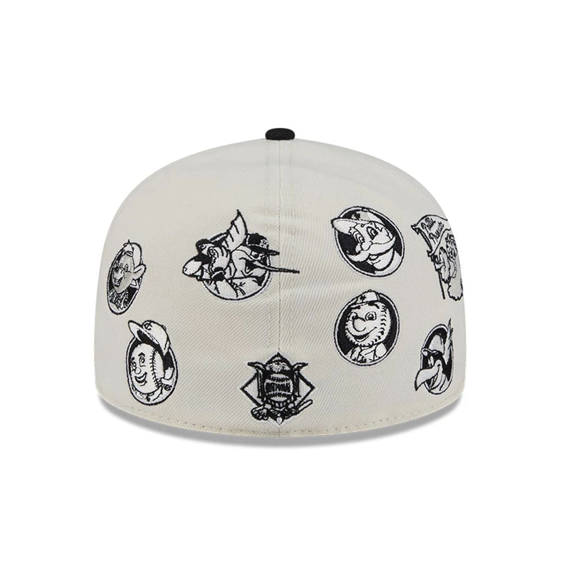 This is a MLB All Over MLB National League Mascots White 59FIFTY A-Frame Fitted Cap 6