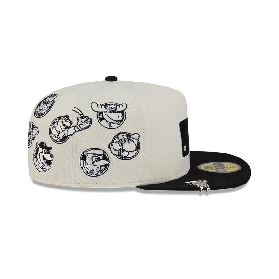 This is a MLB All Over MLB American League Mascots White 59FIFTY A-Frame Fitted Cap 7