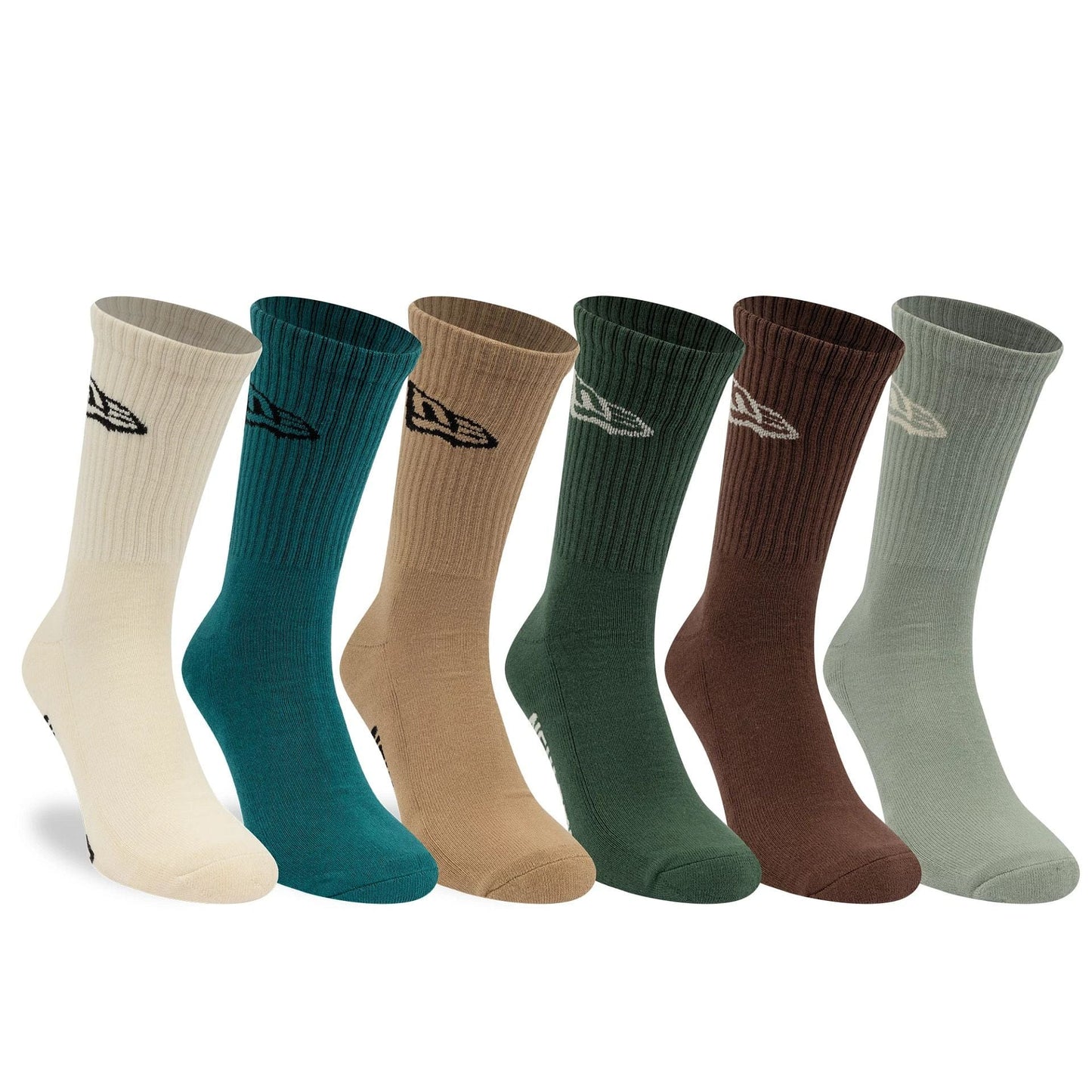Pictured is this New Era Flag 6 Pack Crew Socks in dark green. 3