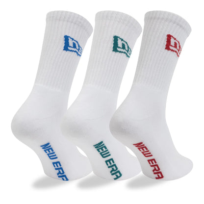 Pictured is this New Era Flag 3 Pack Crew Socks in white. 2