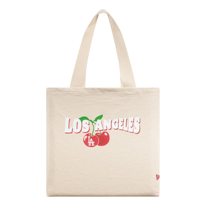 Pictured is this MLB Fruit LA Dodgers Tote Bag in cream. 2