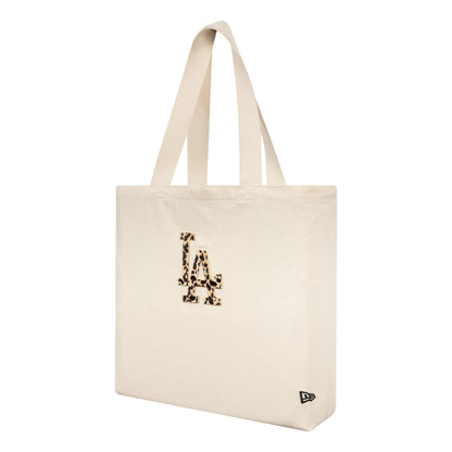 Pictured is this MLB Animal Infill LA Dodgers Tote Bag in cream. 1