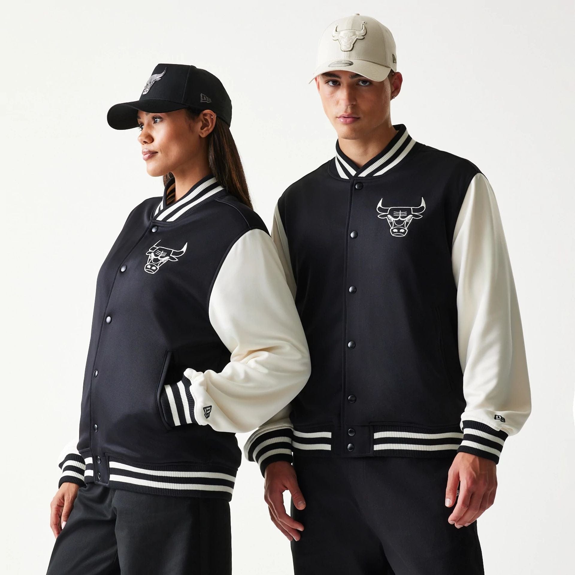 The model is wearing this NBA Chicago Bulls Bomber Jacket in black. 1