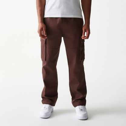 The model is wearing this New Era Straight Leg Cargo Joggers in brown. 6