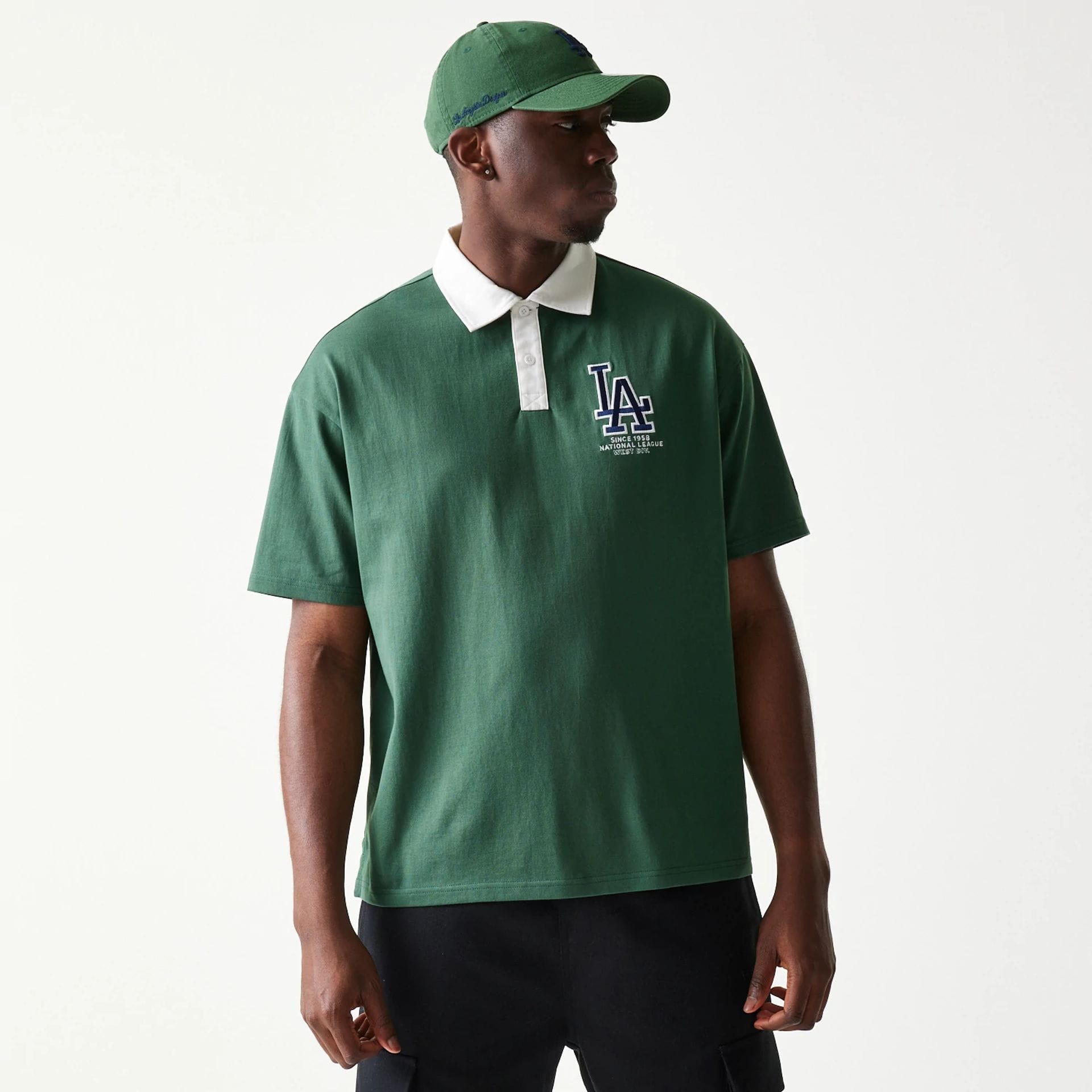 MLB LA Dodgers Dark Green Oversized Polo T-Shirt | NEC EU