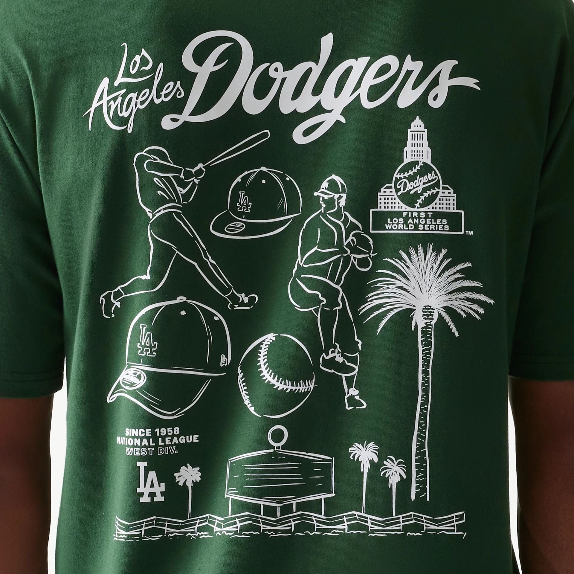 MLB Baseball Graphic LA Dodgers Dark Green Oversized T-Shirt | NEC EU