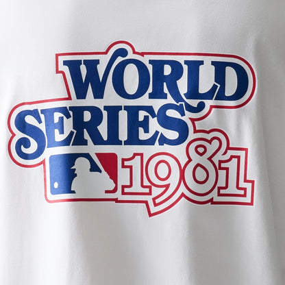 The model is wearing this MLB World Series LA Dodgers T-Shirt in white. 8