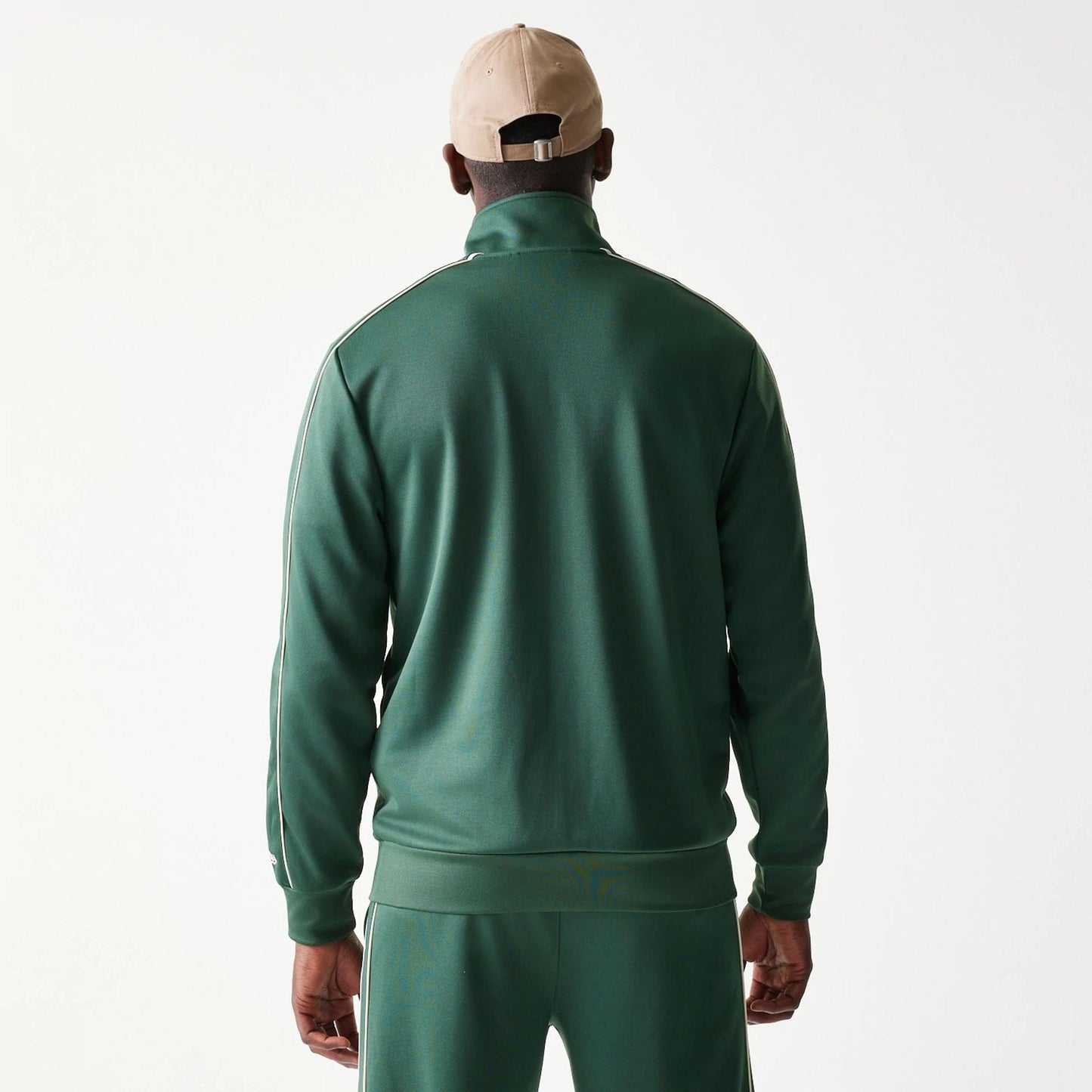 The model is wearing this MLB Piping LA Dodgers Track Jacket in dark green. 2