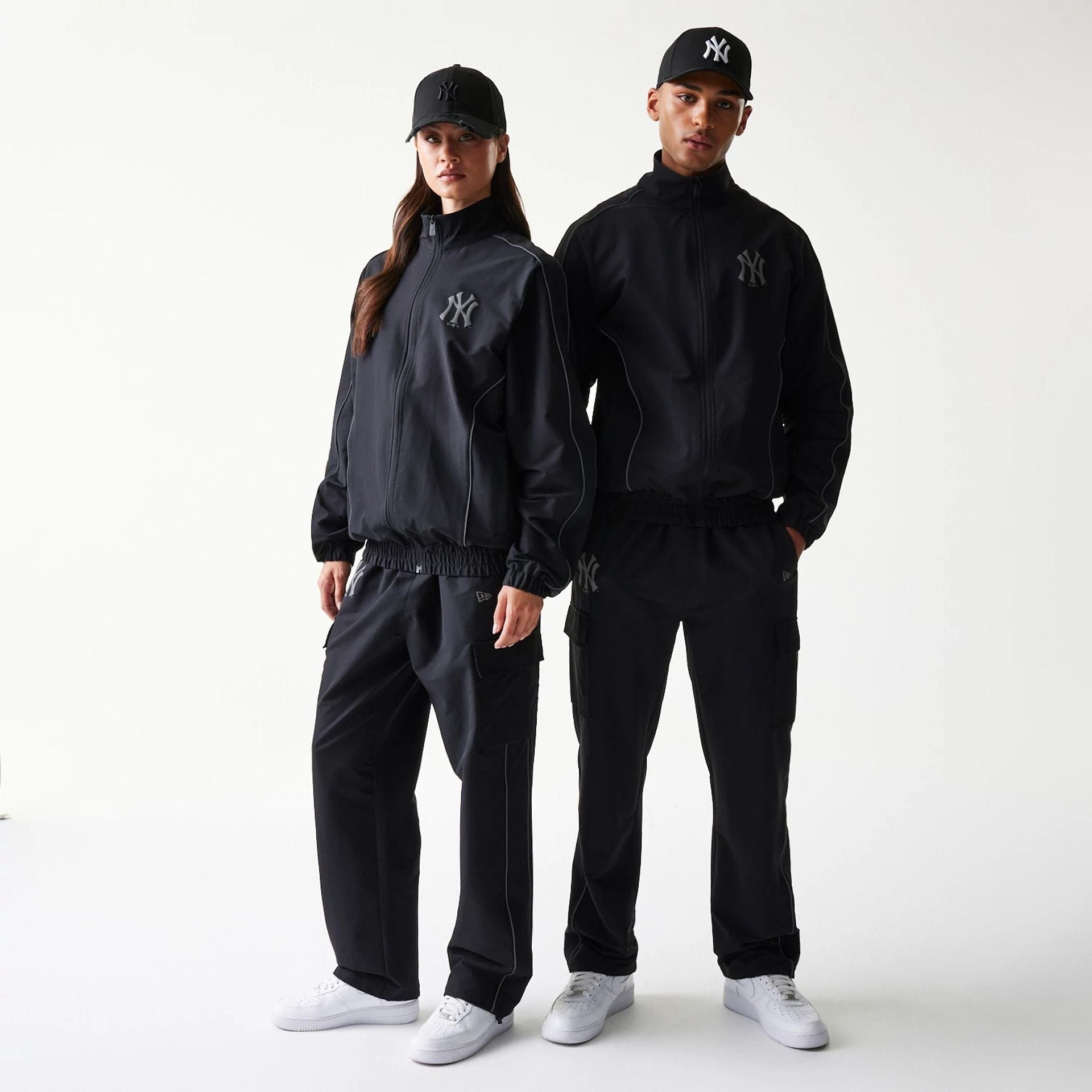 The model is wearing this MLB New York Yankees Jacket in black. 1