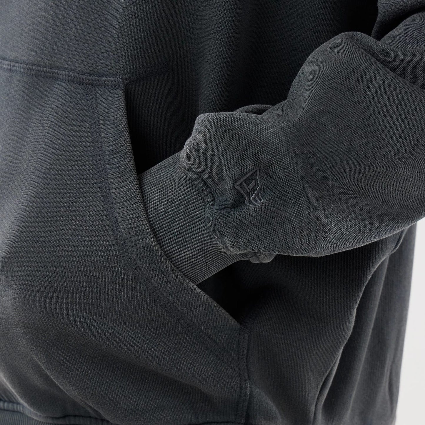 The model is wearing this MLB Washed LA Dodgers Full Zip Hoodie in Dark Grey. 4