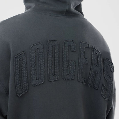 The model is wearing this MLB Washed LA Dodgers Full Zip Hoodie in Dark Grey. 7