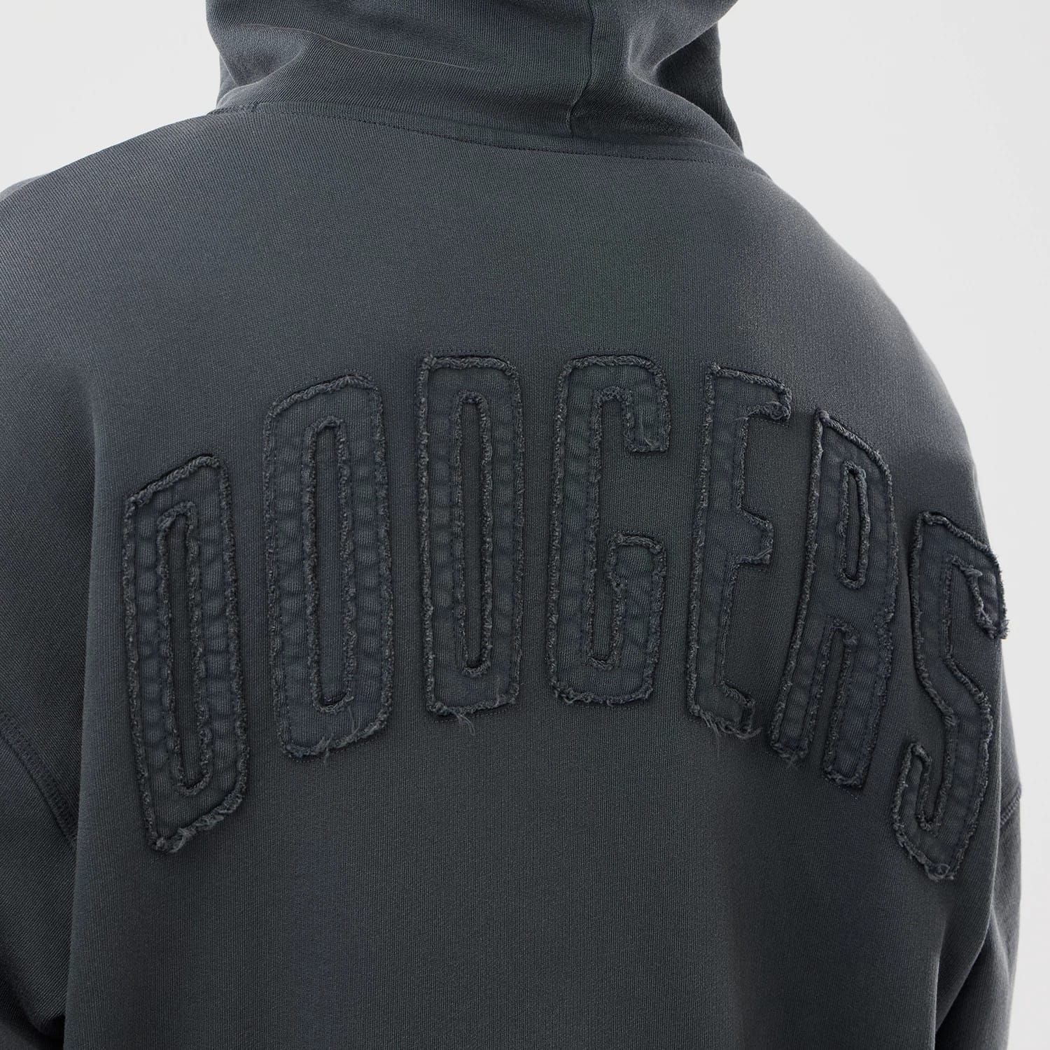 The model is wearing this MLB Washed LA Dodgers Full Zip Hoodie in Dark Grey. 7