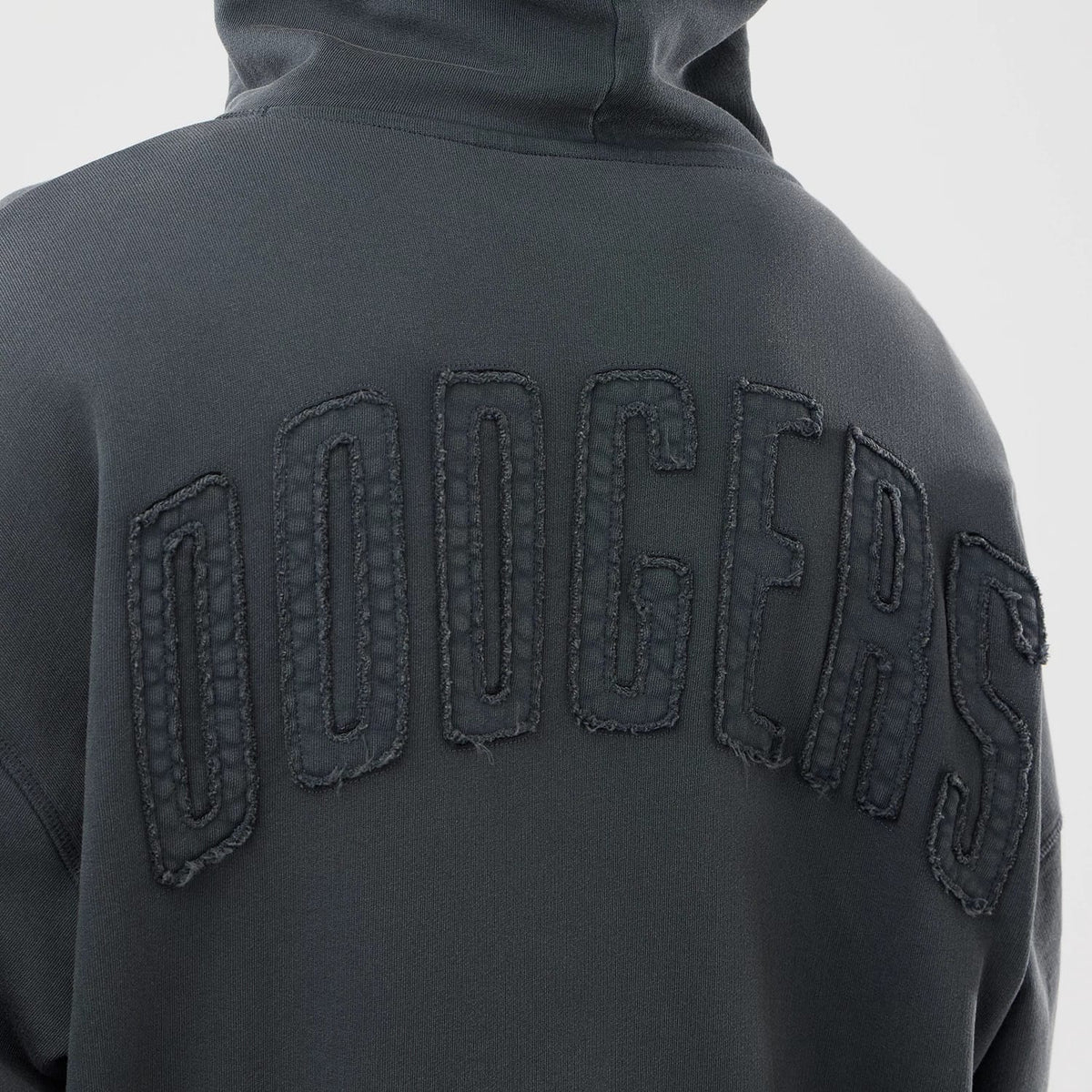 The model is wearing this MLB Washed LA Dodgers Full Zip Hoodie in Dark Grey. 7