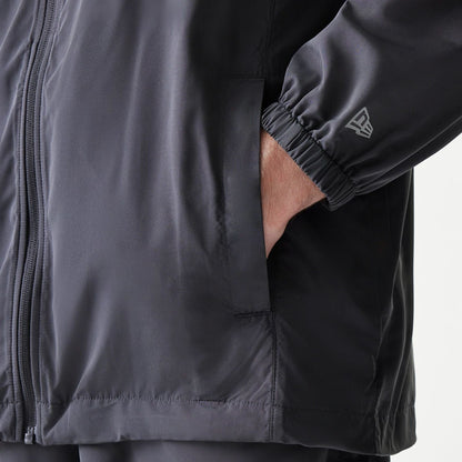 The model is wearing this MLB New York Yankees Jacket in dark grey. 5