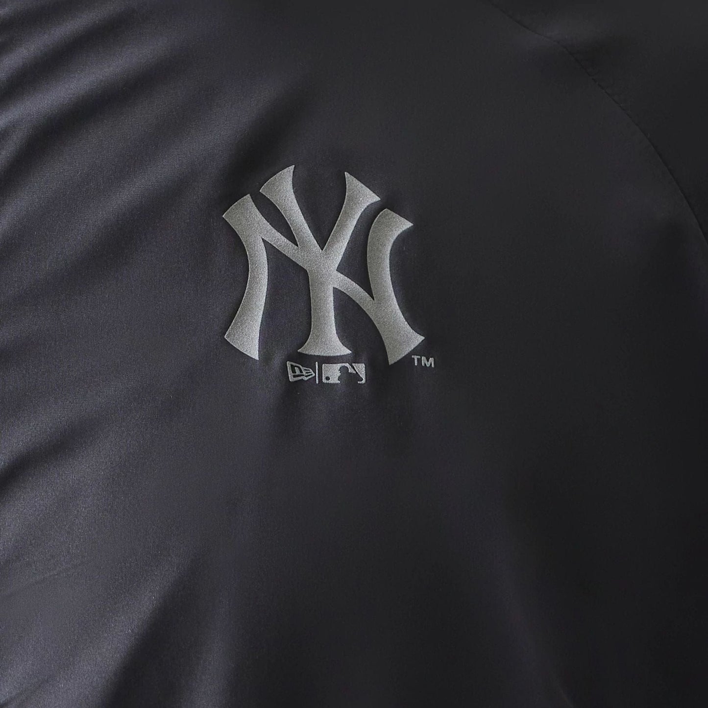 The model is wearing this MLB New York Yankees Jacket in dark grey. 6
