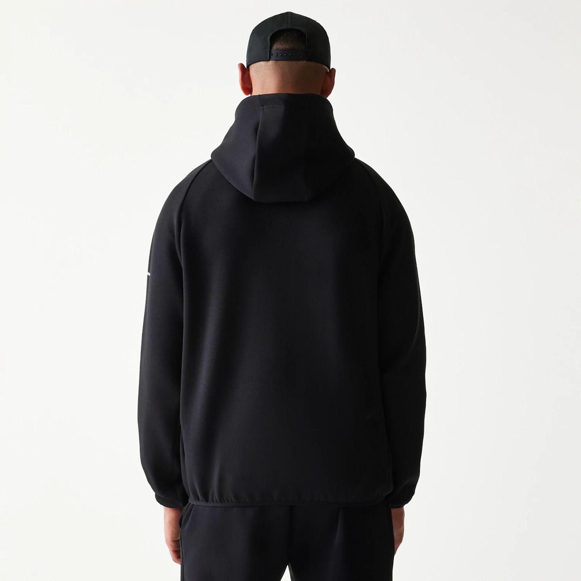 The model is wearing this MLB New York Yankees Full Zip Hoodie in black. 2