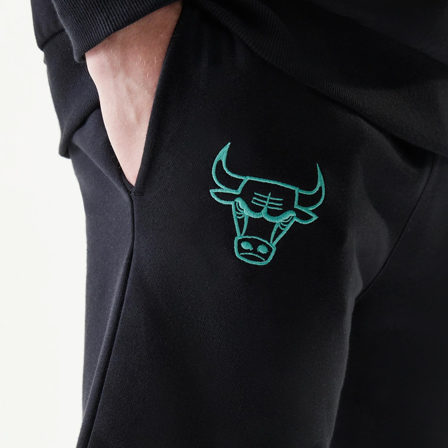 The model is wearing this NBA Core Chicago Bulls Shorts in black. 3