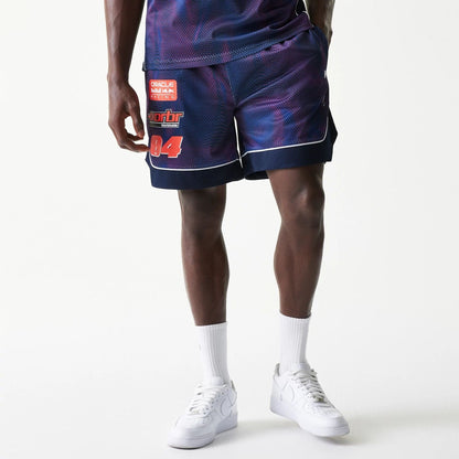 The model is wearing this Red Bull Racing Oversized Mesh Shorts in dark blue. 1