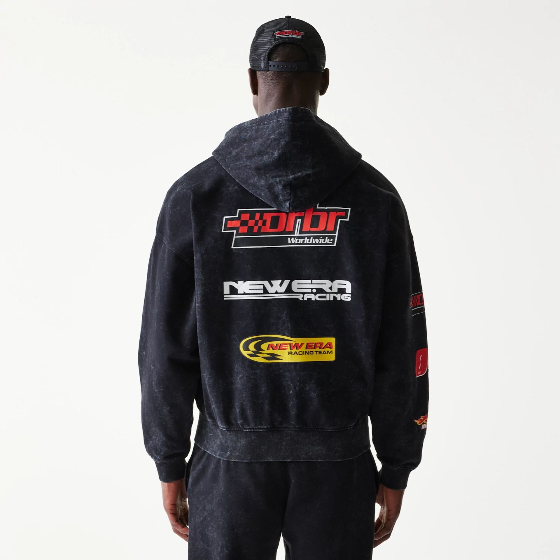 Red Bull Racing Graphic Black Dropped Shoulder Full Zip Hoodie