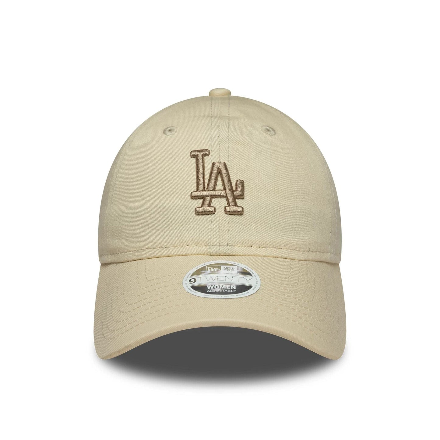 Pictured is this Womens MLB League Essential Midi LA Dodgers 9TWENTY in light beige. 2