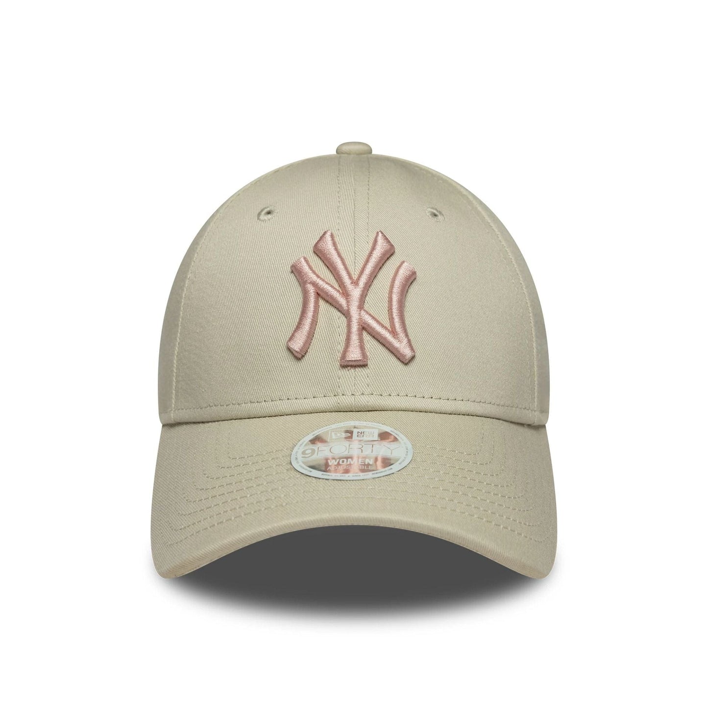 Pictured is this Womens MLB League Essential New York Yankees 9FORTY in light beige. 2