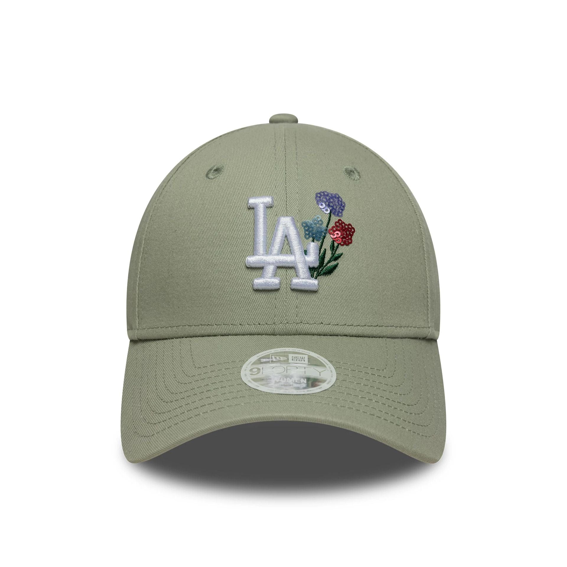Pictured is this Womens MLB Floral LA Dodgers 9FORTY in pastel green. 2