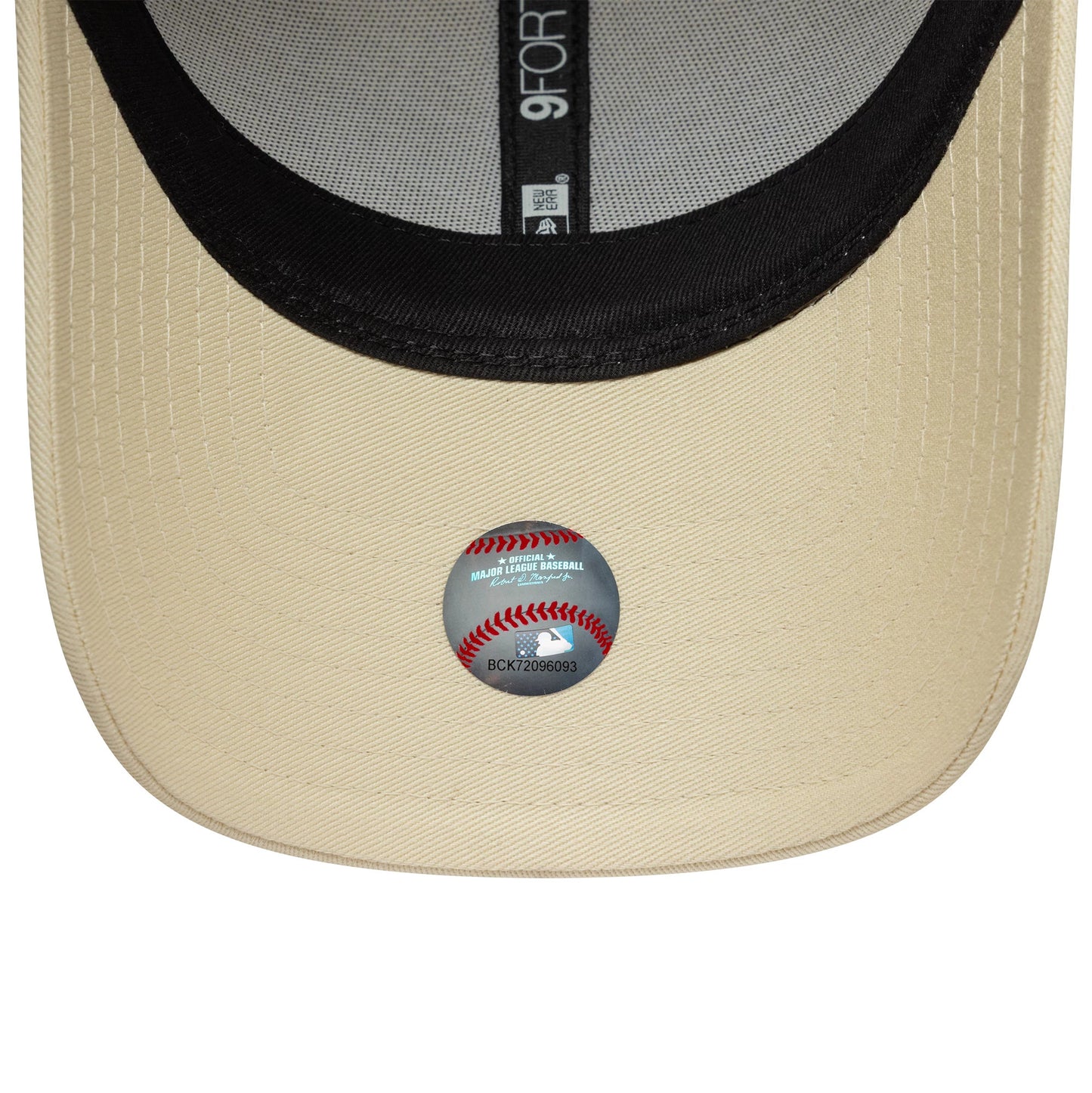Pictured is this Womens MLB Sequin Wordmark New York Yankees 9FORTY in light beige. 5
