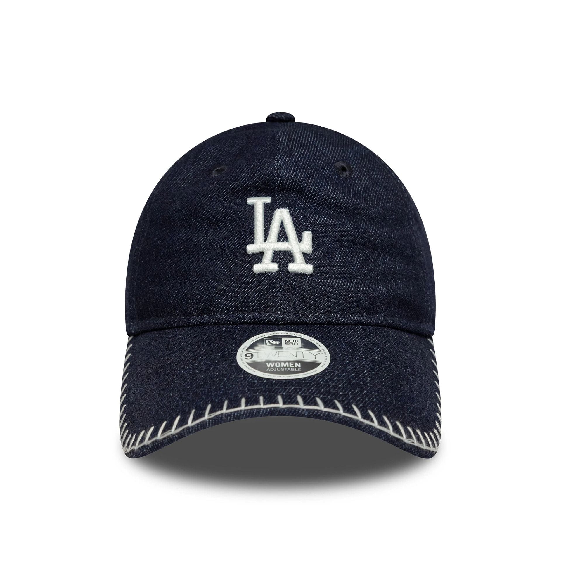 Pictured is this Womens MLB Denim Stitch LA Dodgers 9TWENTY in navy. 2