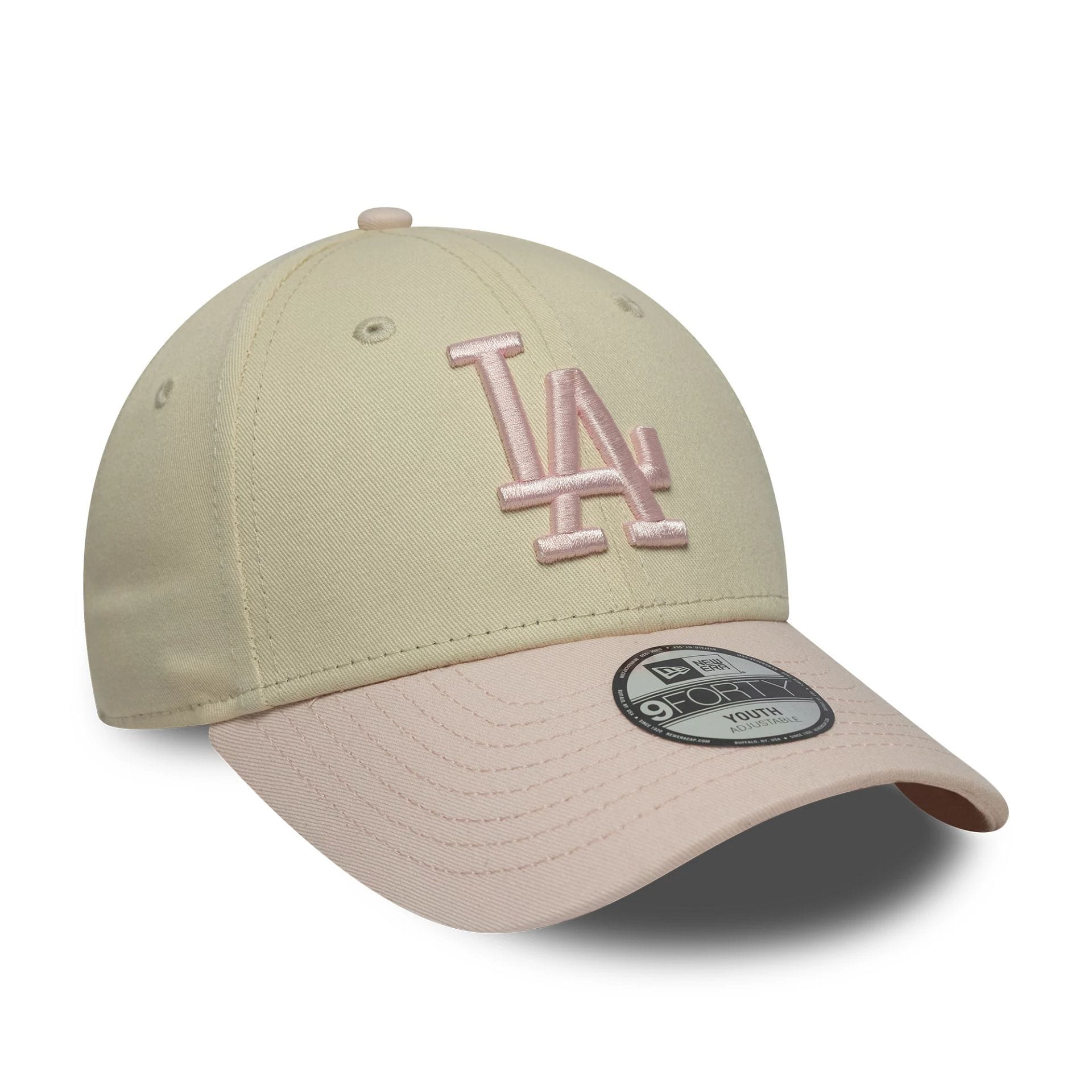 Pictured is this Youth MLB League Essential LA Dodgers 9FORTY in light beige. 3