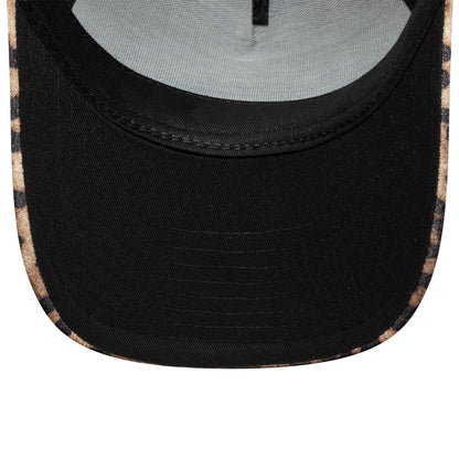 Pictured is this Womens New Era Leopard 9FORTY M-Crown A-Frame Trucker in light beige. 5