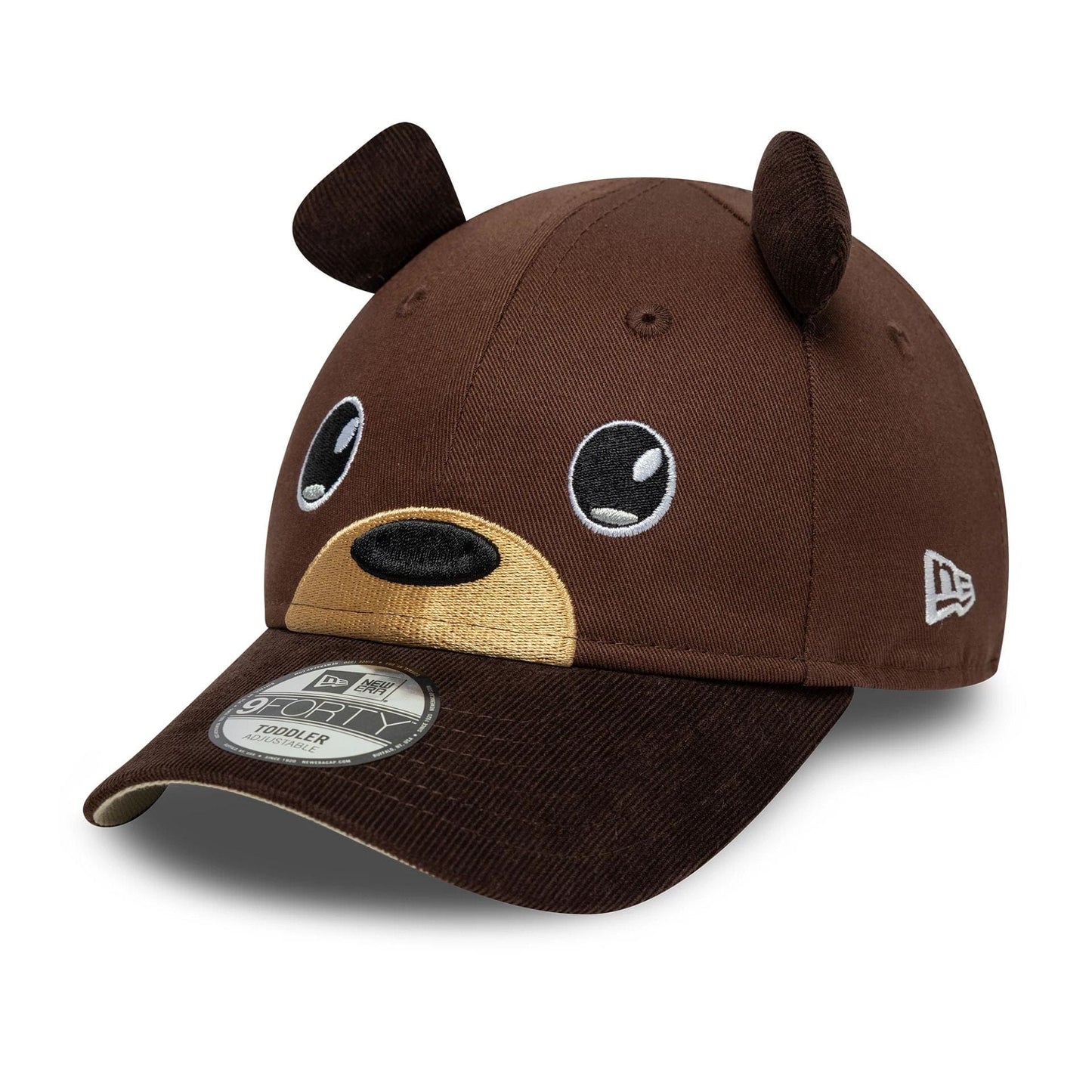 Pictured is this Toddler New Era Cord Ears 9FORTY in brown. 1