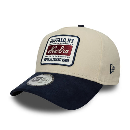 Pictured is this New Era Patch Suede 9FORTY E-Frame in Cream. 1