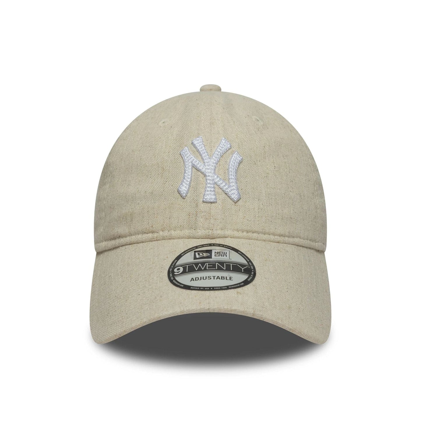 Pictured is this MLB Linen New York Yankees 9TWENTY cap in light beige. 2