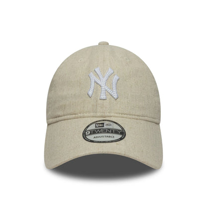 Pictured is this MLB Linen New York Yankees 9TWENTY cap in light beige. 2