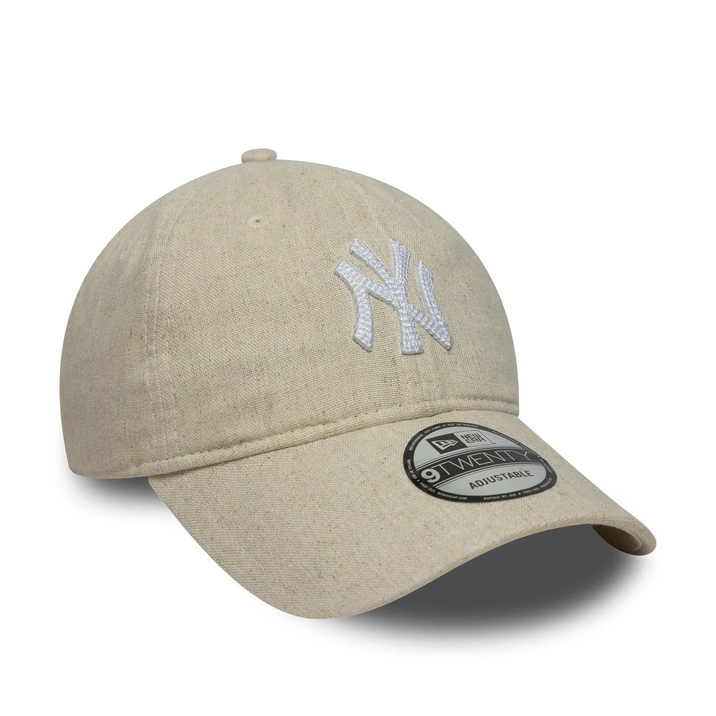 Pictured is this MLB Linen New York Yankees 9TWENTY cap in light beige. 3