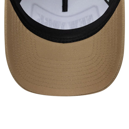 Pictured is this New Era Location Patch 9FORTY A-Frame Trucker in light beige. 5