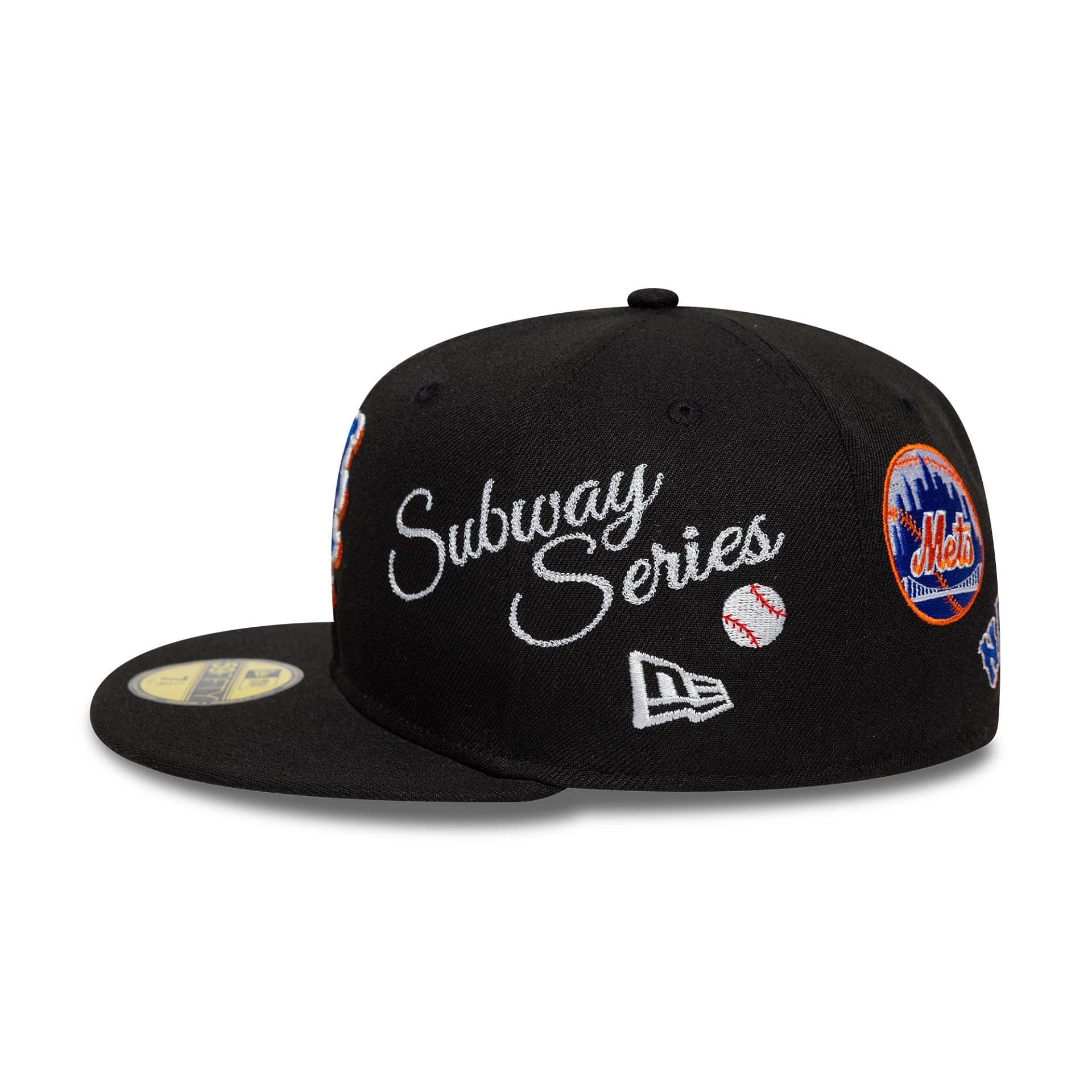 Pictured is this MLB Subway Series New York Mets 59FIFTY Fitted cap in black. 5